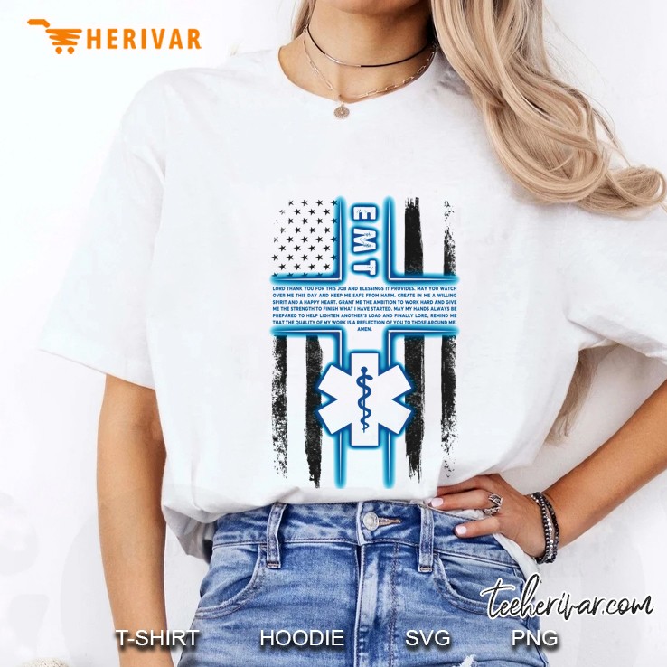 EMT Lord Thank You For This Job And Blessings It Provides White Version Ladies Tee