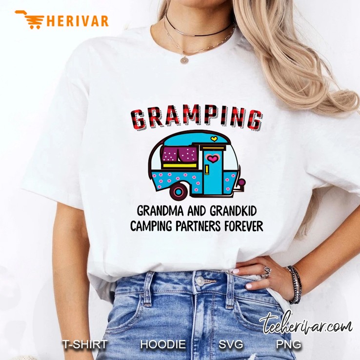 Gramping Grandma And Grandkid Camping Partners Forever Plaid Version Ladies Tee