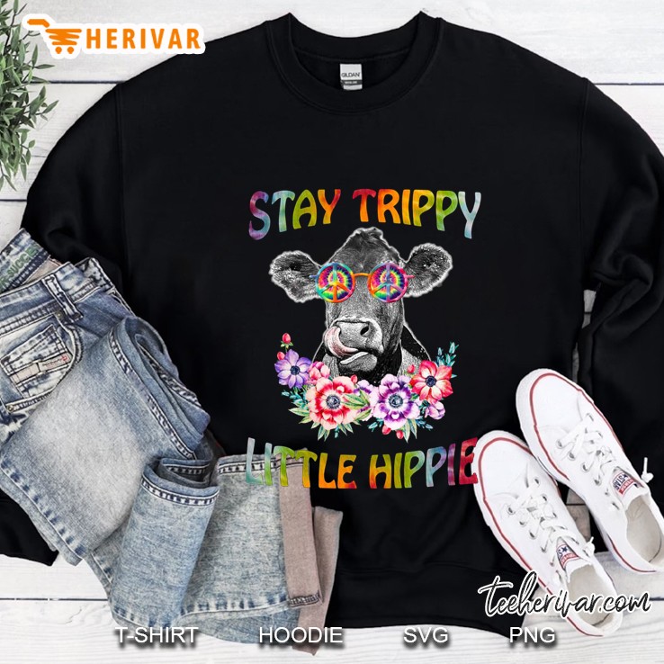 Stay Trippy Little Hippie Cow Floral Version Sweatshirt