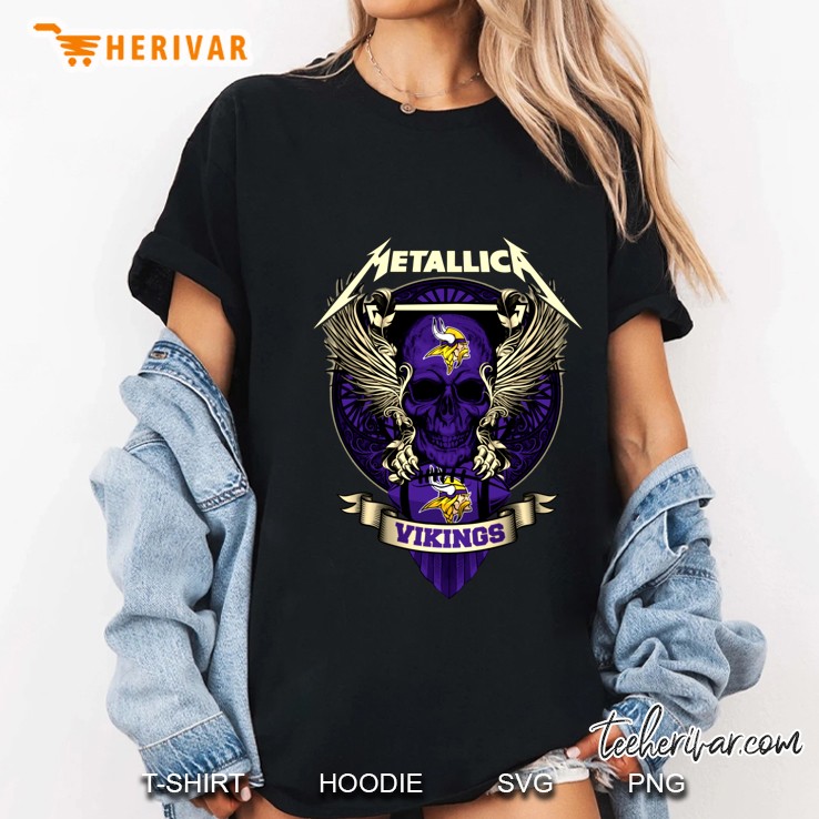 Metallica Vikings Skull With Wings Version Ladies Tee