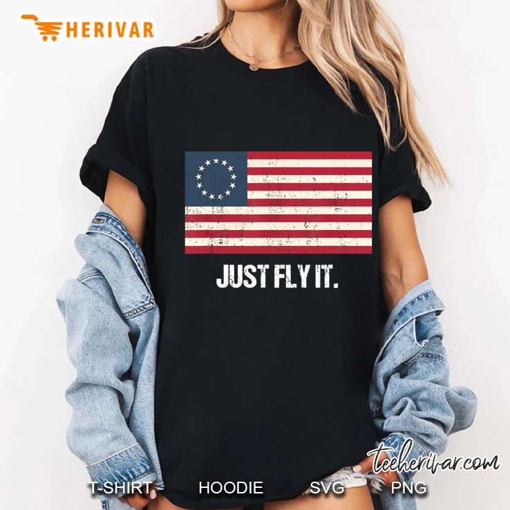 Just Fly It Betsy Ross Flag Version Ladies Tee