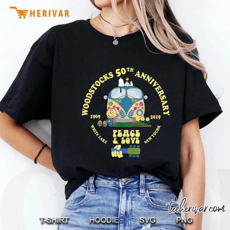 Woodstocks 50th Anniversary 1969 2019 Peace & Love White Lake New Yourk Volkswagen Van Version Ladies Tee