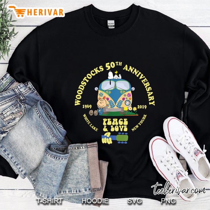 Woodstocks 50th Anniversary 1969 2019 Peace & Love White Lake New Yourk Volkswagen Van Version Sweatshirt