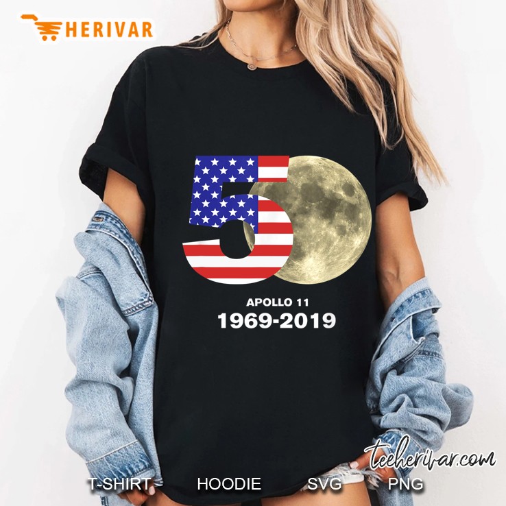 50 Apollo 11 1969-2019 American Flag Version Ladies Tee
