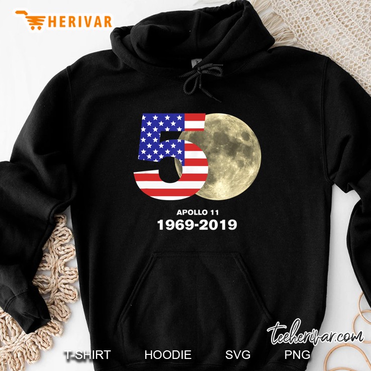 50 Apollo 11 1969-2019 American Flag Version Hoodie