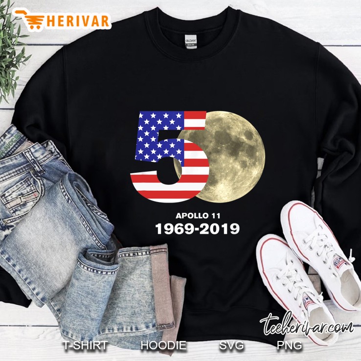 50 Apollo 11 1969-2019 American Flag Version Sweatshirt