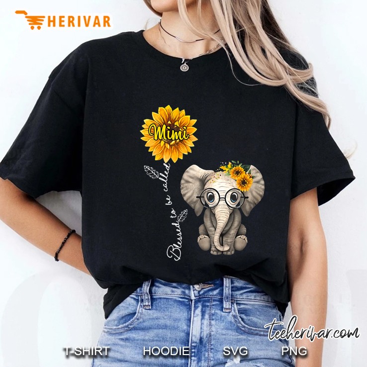 Blessed To Be Called Mimi Sunflower Elephant Version Ladies Tee