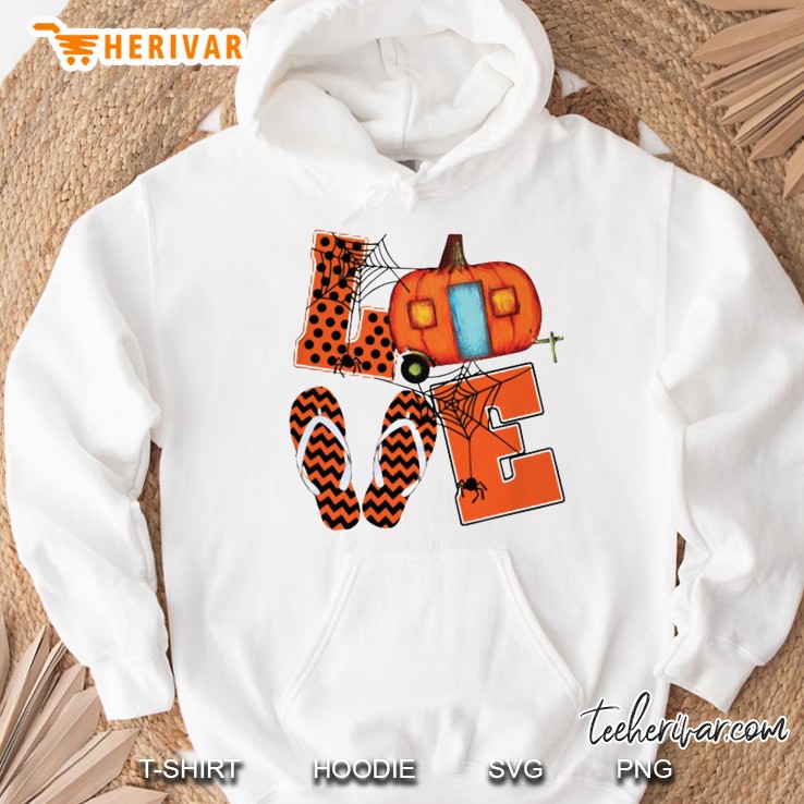Love RV Pumpkin Flip Flops Halloween Hoodie