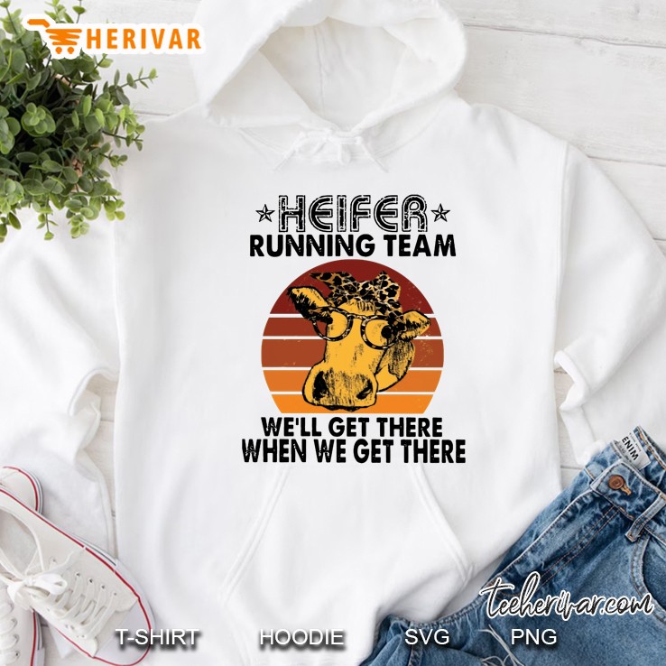 Heifer Running Team We’ll Get There When We Get There Bandana Cow Vintage Version Hoodie