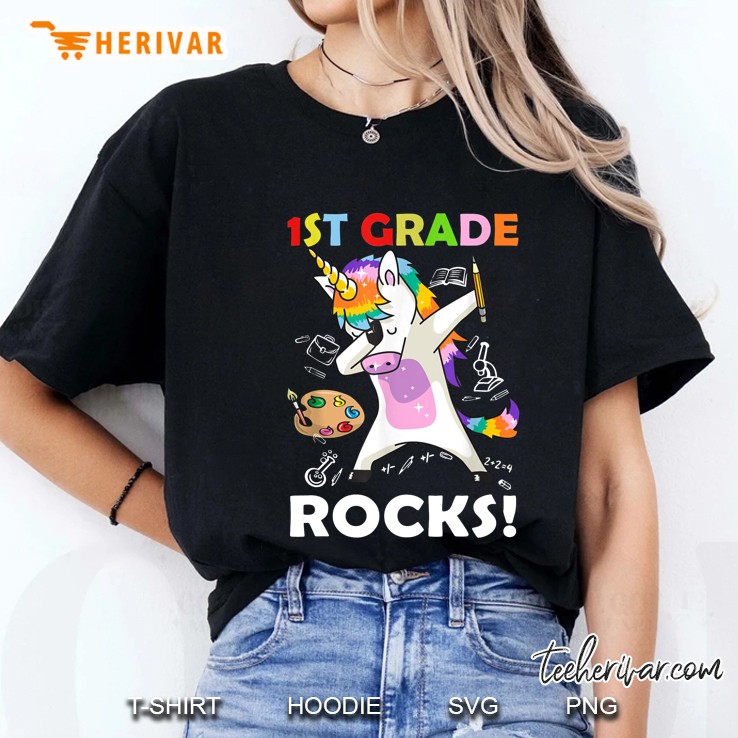 1st Grade Rocks Dabbing Unicorn Painting Version Hoodie