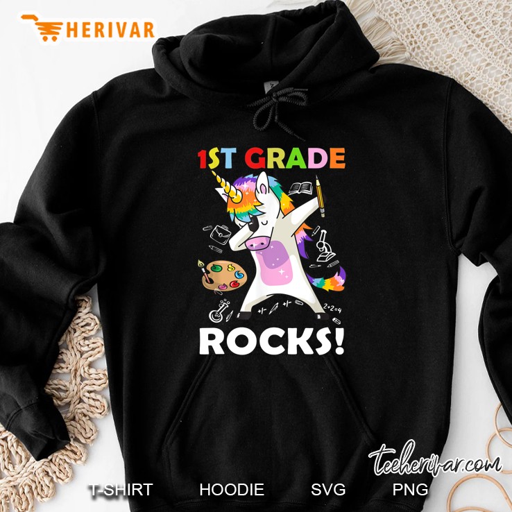 1st Grade Rocks Dabbing Unicorn Painting Version Mugs