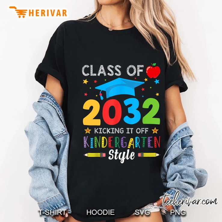 Class Of 2032 Kicking It Off Kindergarten Style Ladies Tee