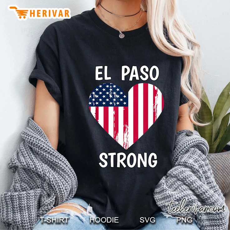 El Paso Strong American Flag Heart Version Ladies Tee