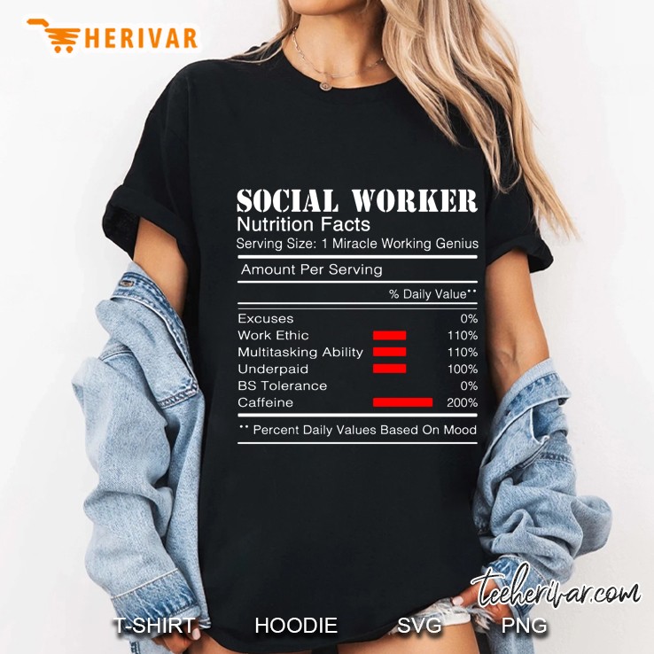 Social Worker Nutrition Facts Amount Per Serving Ladies Tee