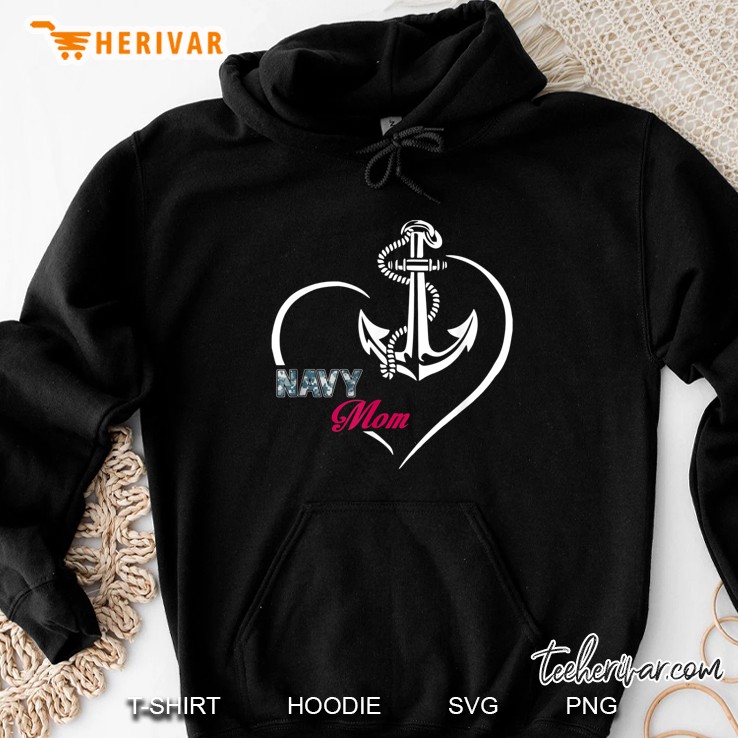 Navy Mom Anchor Heart Version Hoodie