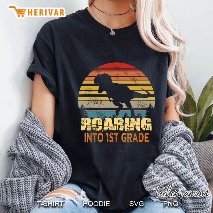 Roaring Into 1st Grade T-Rex Vintage Version Ladies Tee