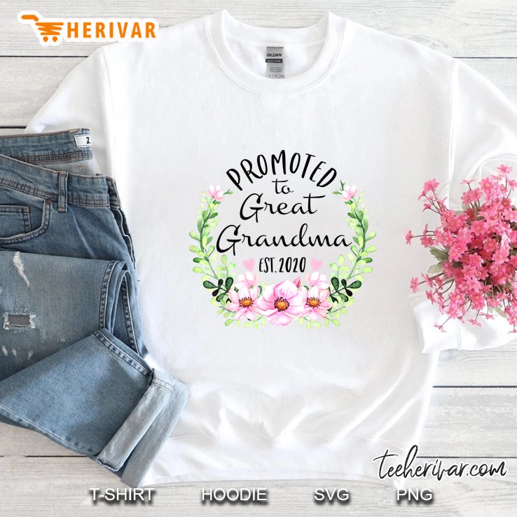 Promoted To Great Grandma Est 2020 Floral Version Sweatshirt