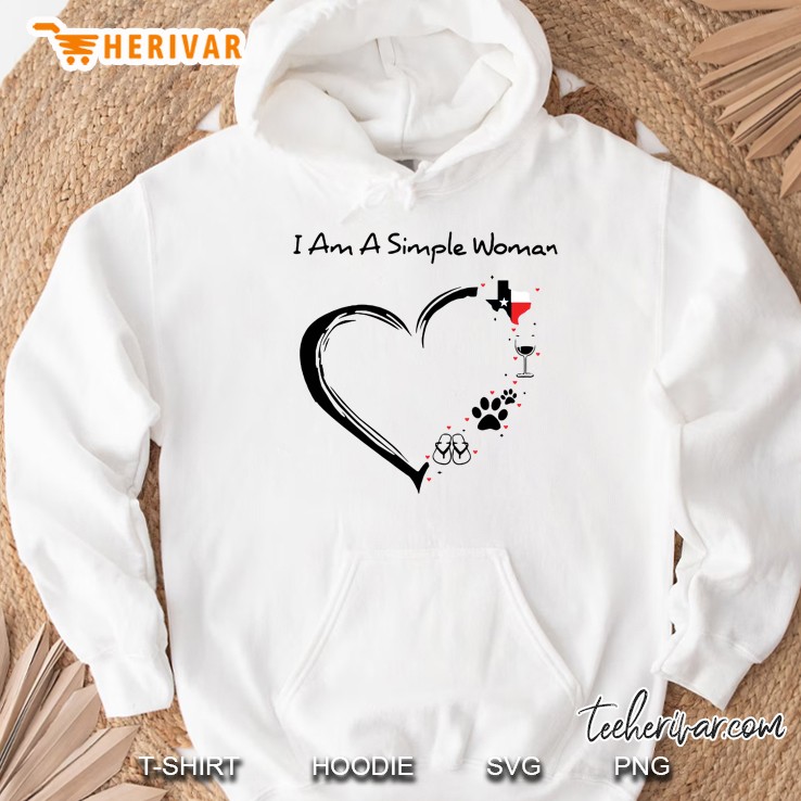 I Am A Simple Woman Flip Flops Paw Wine Texas Flag Heart Version Hoodie