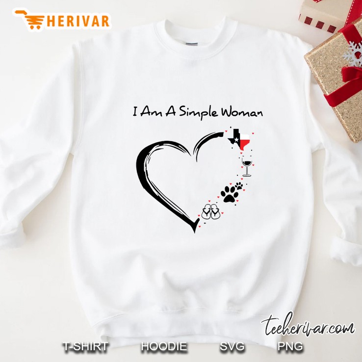 I Am A Simple Woman Flip Flops Paw Wine Texas Flag Heart Version Sweatshirt