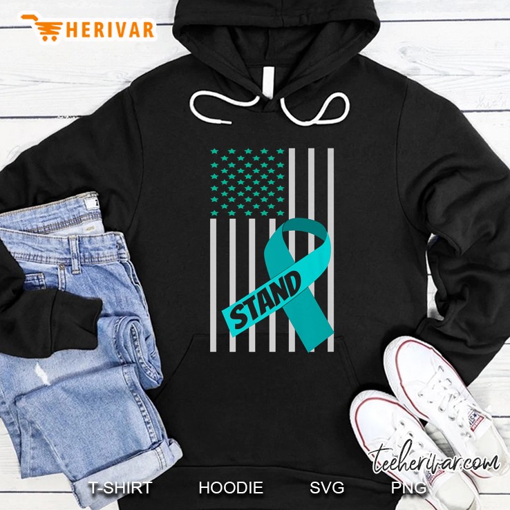Ovarian Cancer Warrior American Flag Hoodie