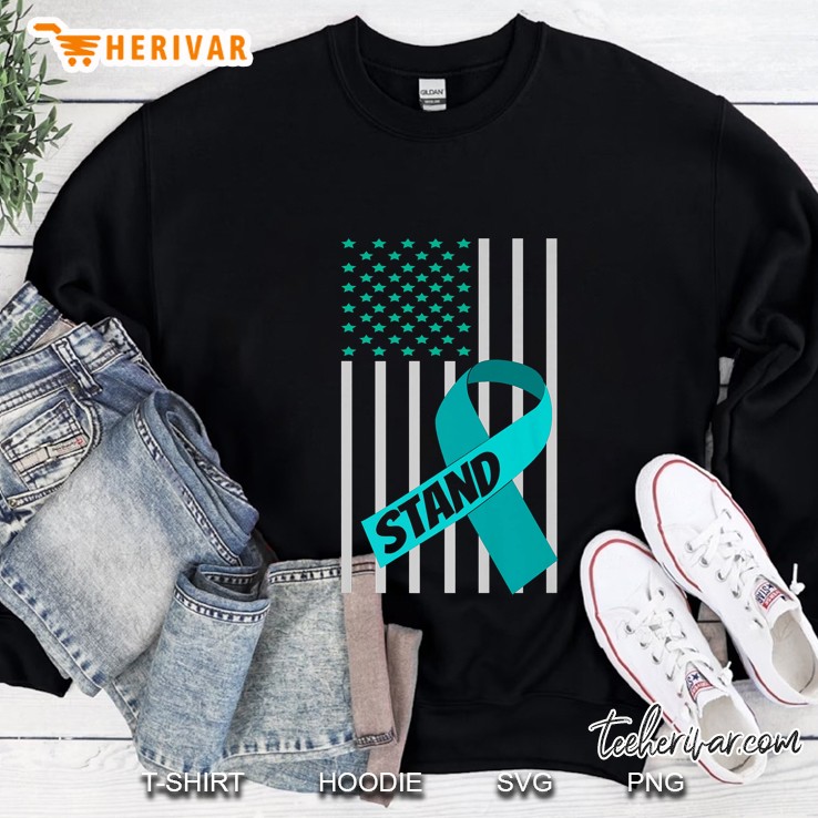 Ovarian Cancer Warrior American Flag Sweatshirt