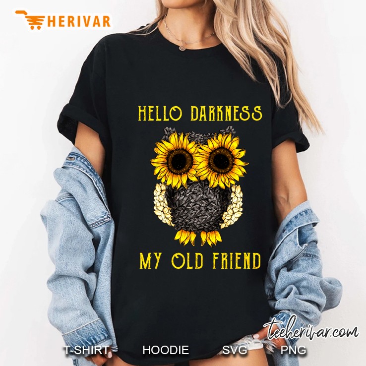 Hello Darkness My Old Friend Owl Sunflower Version Ladies Tee