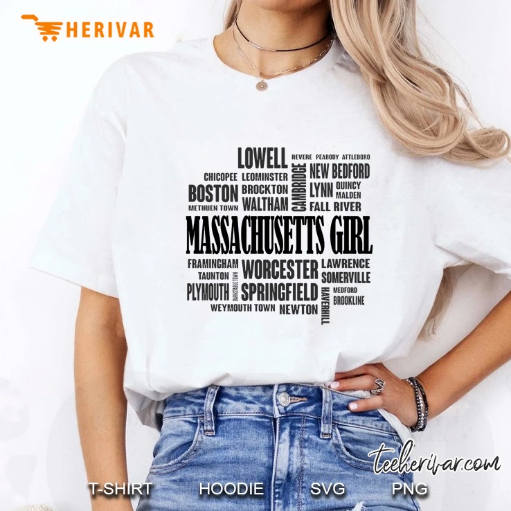 Massachusetts Girl Lowell Boston Worcester Plymouth Springfield White Version Ladies Tee
