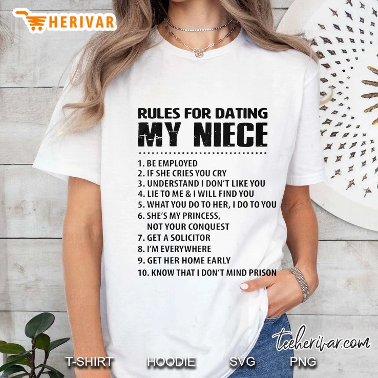 Rules For Dating My Niece Back White Version Ladies Tee