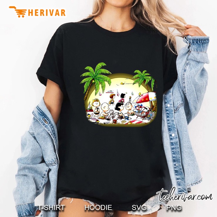 Charlie Brown and Snoopy In Beach Version Ladies Tee