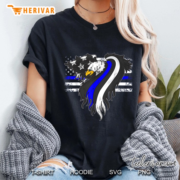 Bald Eagle Thin Blue Line Flag Law Enforcement Policeman Ladies Tee