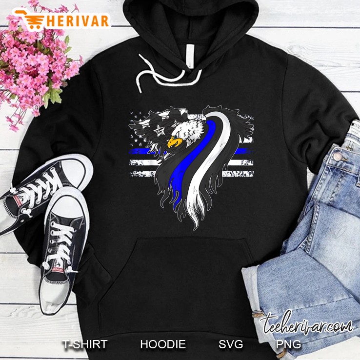Bald Eagle Thin Blue Line Flag Law Enforcement Policeman Hoodie