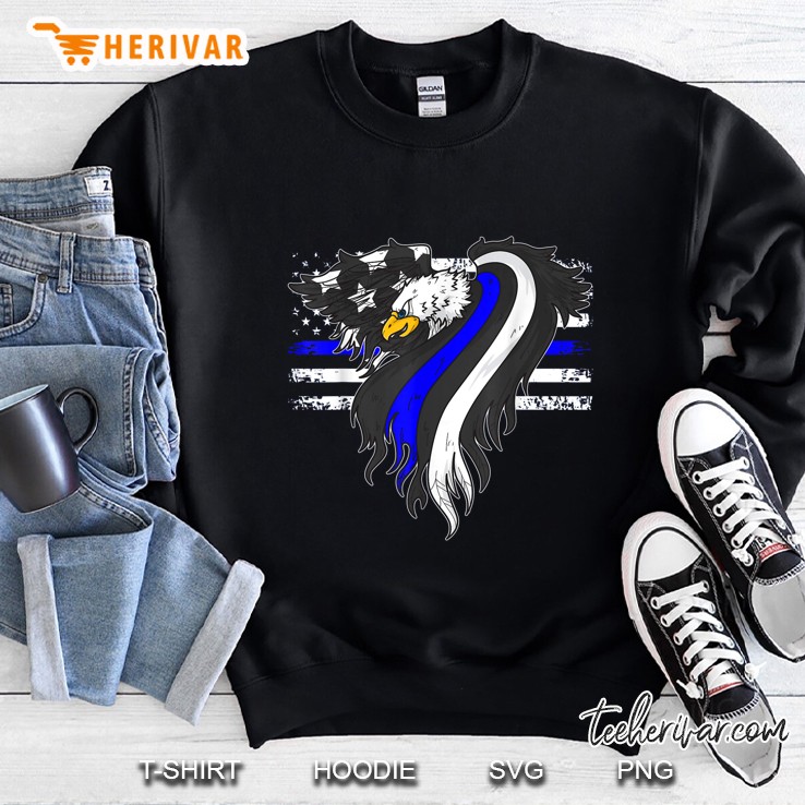 Bald Eagle Thin Blue Line Flag Law Enforcement Policeman Sweatshirt