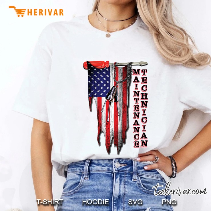 Maintenance Technician American Flag Version Ladies Tee