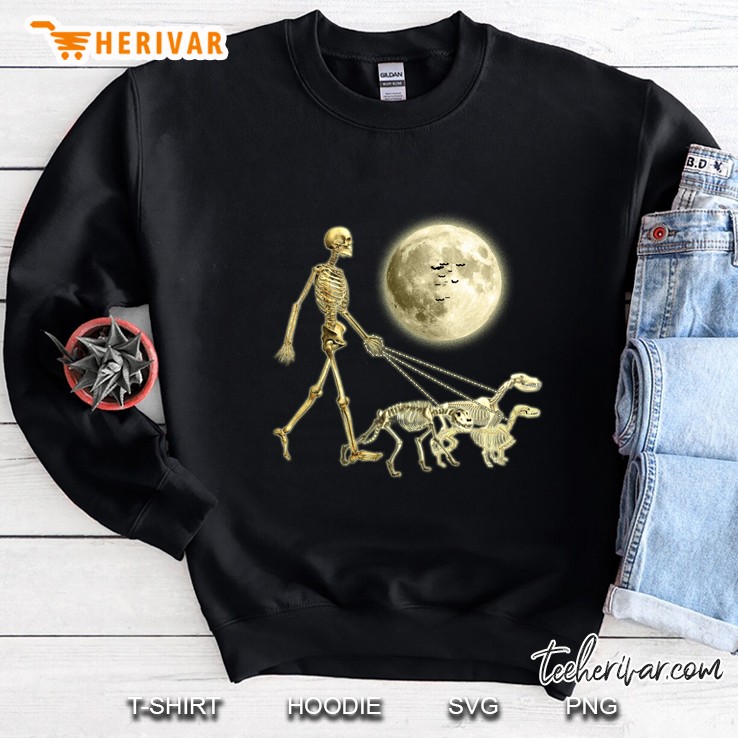 Dog Walking Skeleton Halloween Sweatshirt