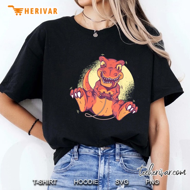 Baby T-Rex Playing Game Ladies Tee