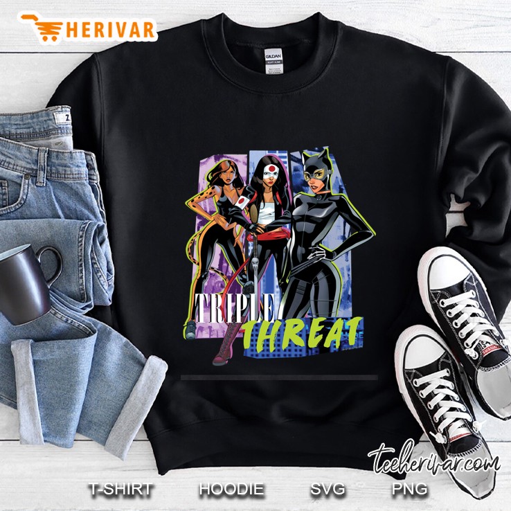 Triple Threat Catwoman Katana Leopard Girl Sweatshirt