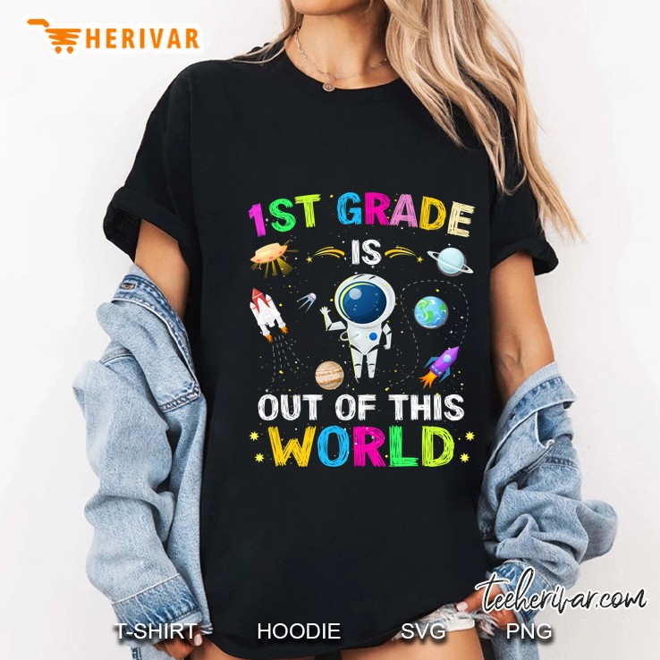 1st Grade Is Out Of This World Astronaut Cartoon Version Ladies Tee