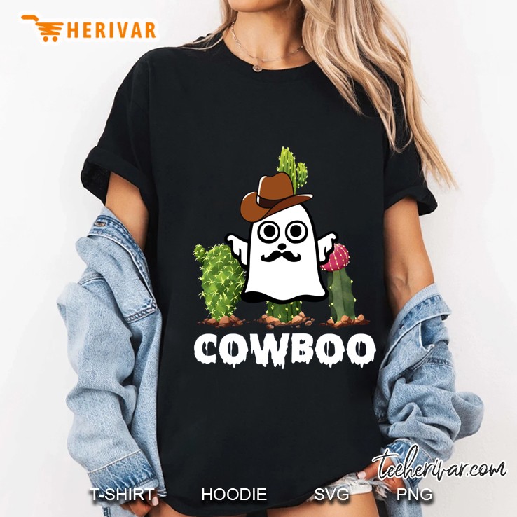 Cowboo Ghost Cowboy Halloween Ladies Tee