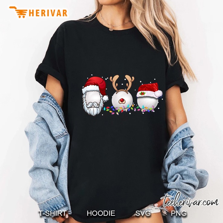 Three Golf Balls Christmas Hat Santa Xmas Ladies Tee