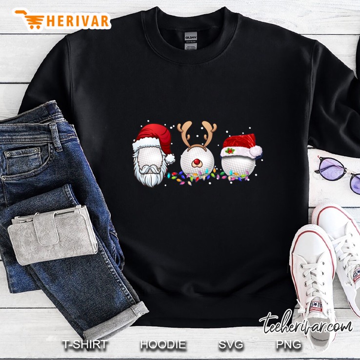 Three Golf Balls Christmas Hat Santa Xmas Sweatshirt