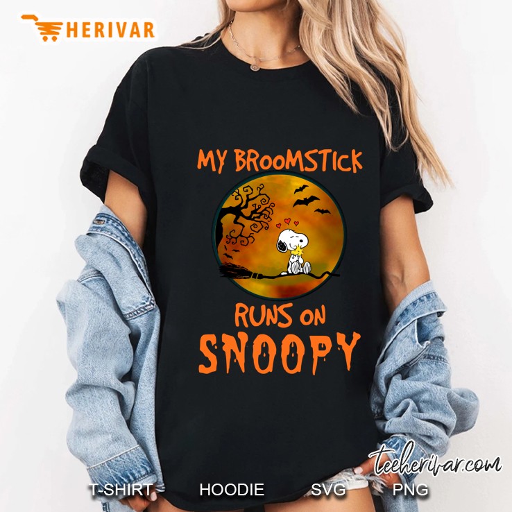 My Broomstick Runs On Snoppy Halloween Ladies Tee