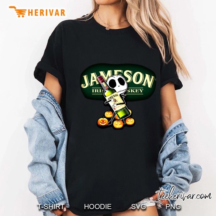 Jack Skellington Hugging Jameson Iris Whiskey Version2 Ladies Tee
