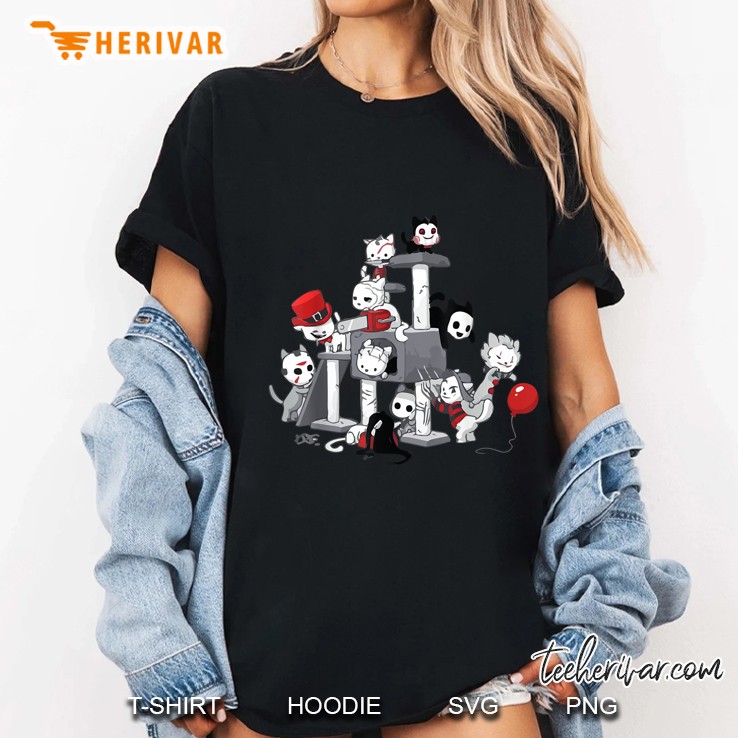 I Love Cats Horror Kitties Halloween Version Ladies Tee