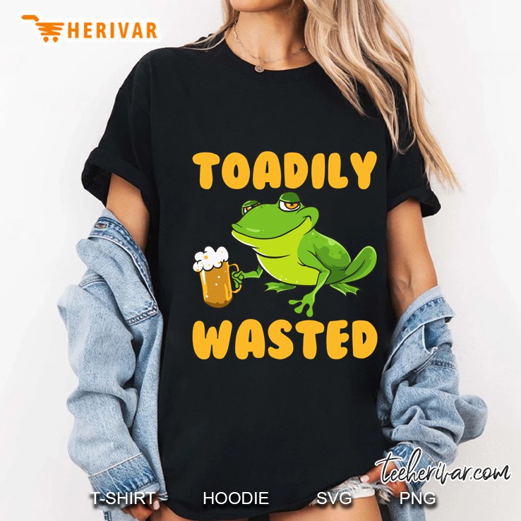 Toadily Wasted Frog Drink Beer Version Ladies Tee