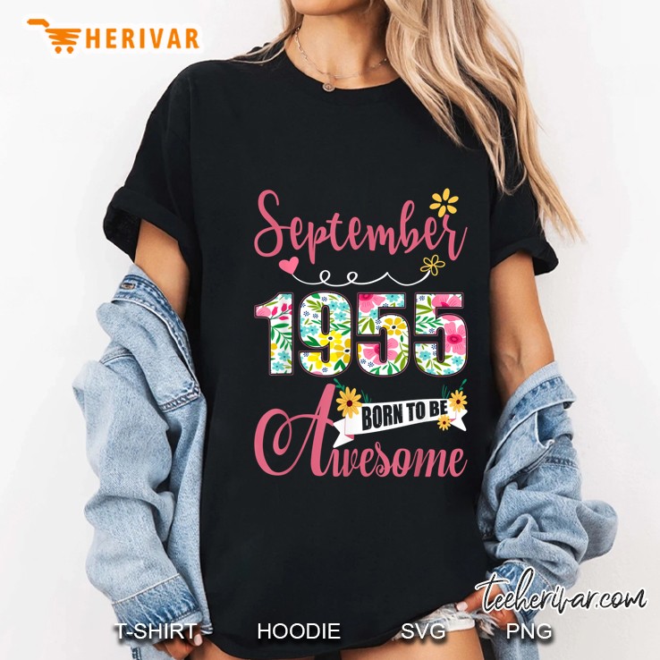 September 1955 Born To Be Awesome Floral Version Ladies Tee