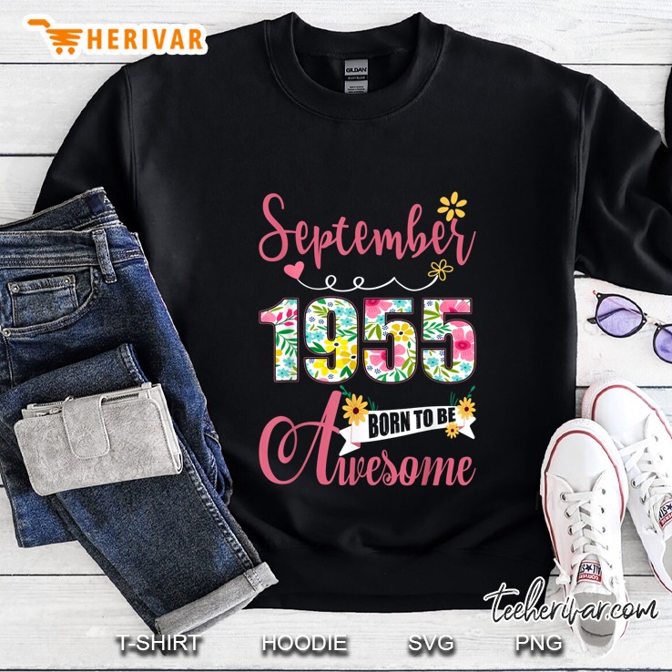September 1955 Born To Be Awesome Floral Version Sweatshirt