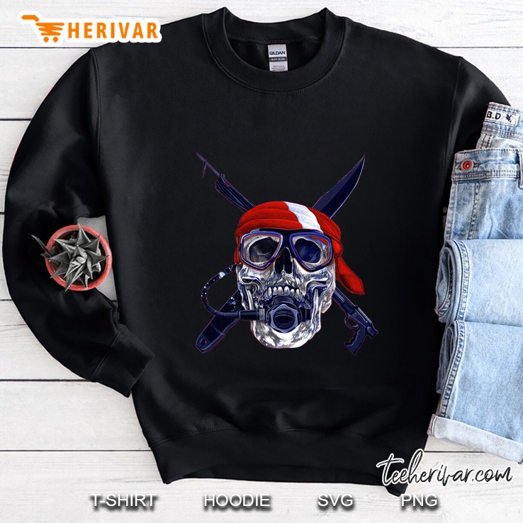 Scuba Diving Gifts Skull Speargun Spearfishing Dive Flag Sweatshirt