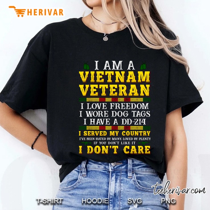 I Am A Vietnam Veteran I Love Freedom I Wore Dog Tags I Have A Dd-214 Ladies Tee