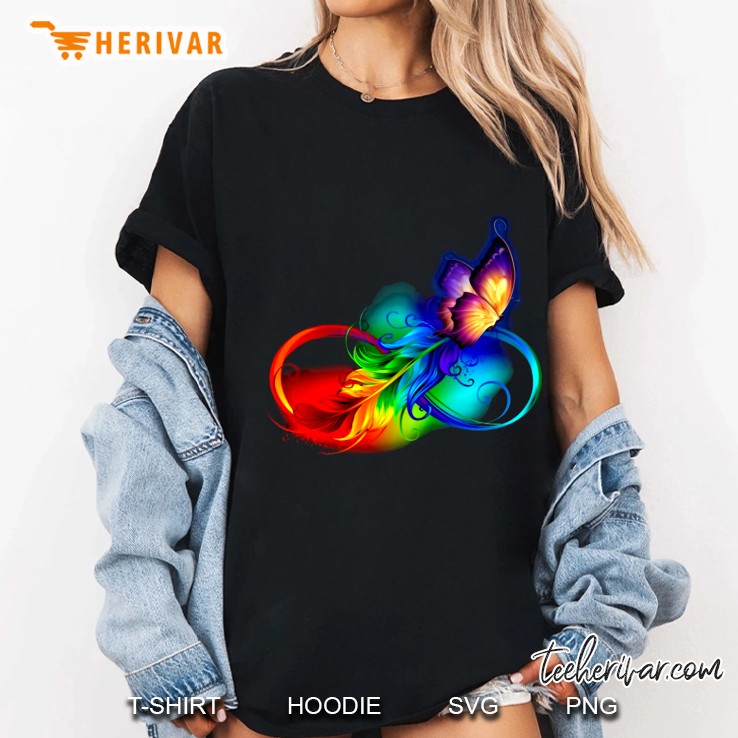 Colorful Feather Butterfly Infinity Version Ladies Tee