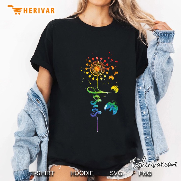 Jesus Dandelion Colorful Version Ladies Tee